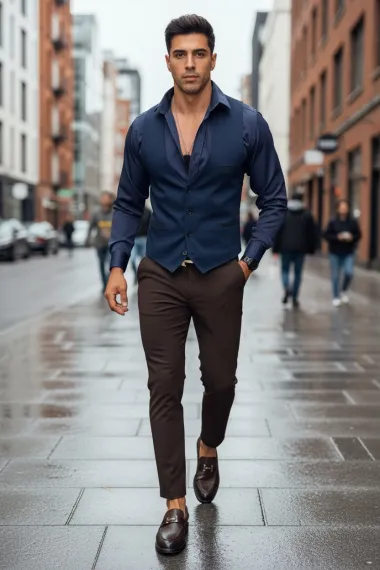 Vesta barbati eleganta slim fit bleumarin B8136 75-4 E