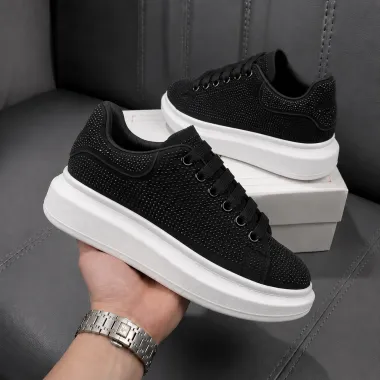 Adidasi dama casual negri cu alb LG02