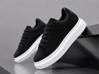Adidasi dama casual negri cu alb LG02