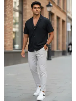 Camasa barbati neagra slim fit c333