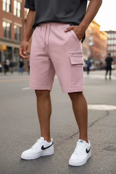 Pantaloni de trening scurti somon y184