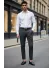 Pantaloni barbati eleganti gri cu dungi 1028