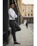 Pantaloni barbati eleganti gri cu dungi 1028