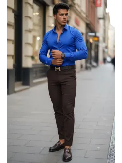 Camasa barbati albastra slim fit 13540