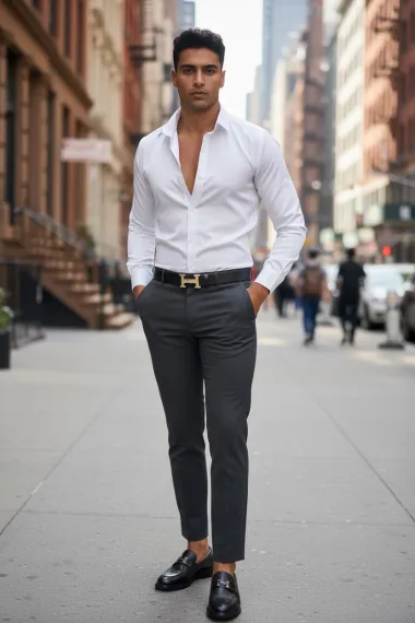 Pantaloni barbati eleganti gri 13542