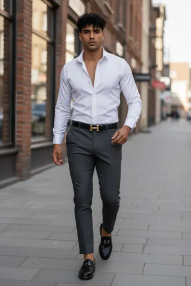 Pantaloni barbati eleganti gri 13542