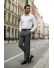 Pantaloni barbati eleganti gri cu dungi 13543