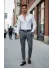 Pantaloni barbati eleganti gri cu dungi 13543