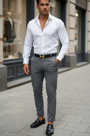 Pantaloni barbati eleganti gri 13544