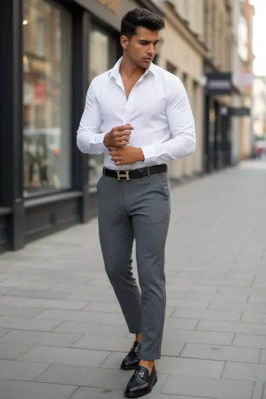 Pantaloni barbati eleganti gri 13544