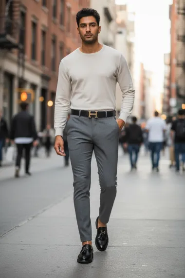 Pantaloni barbati eleganti gri 13544