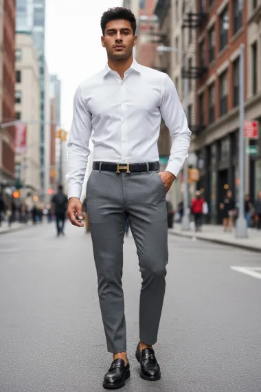 Pantaloni barbati eleganti gri 13544