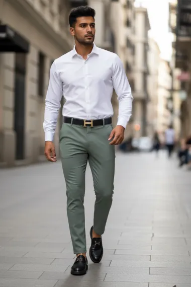 Pantaloni barbati eleganti verzi 13545