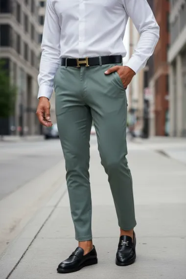 Pantaloni barbati eleganti verzi 13545