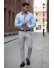 Pantaloni barbati eleganti gri deschis 13542
