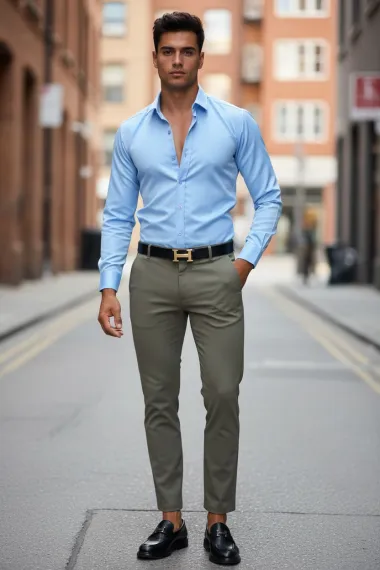 Pantaloni barbati eleganti maro 13547