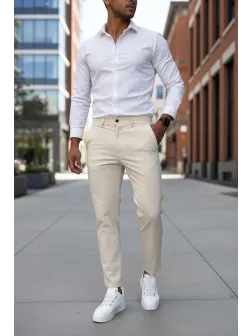 Pantaloni barbati eleganti bej 13560