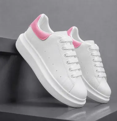 Adidasi dama casual albi cu roz 111