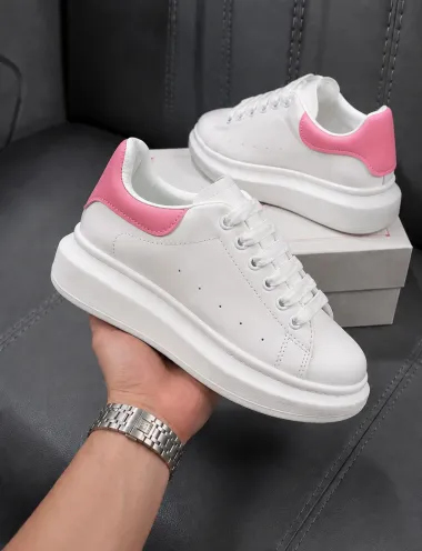 Adidasi dama casual albi cu roz 111