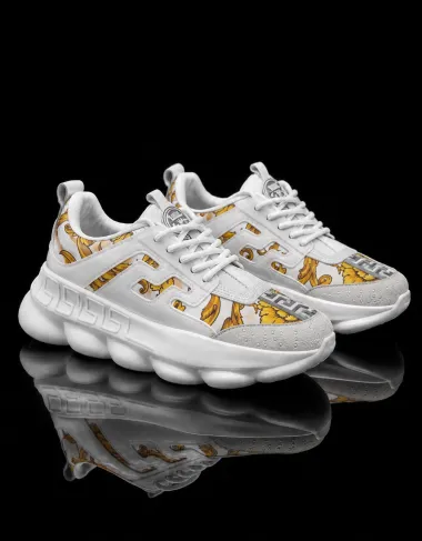 Adidasi dama casual, albi cu auriu, L21