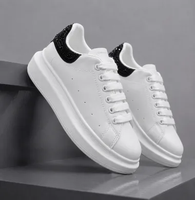 Adidasi dama casual albi cu negru 111