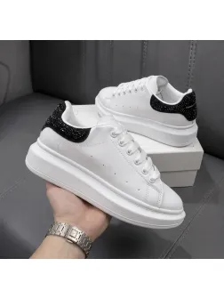 Adidasi dama casual albi cu negru, diamond 111D