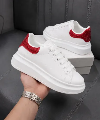 Adidasi dama casual albi cu rosu 111