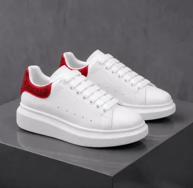 Adidasi dama casual albi cu rosu 111