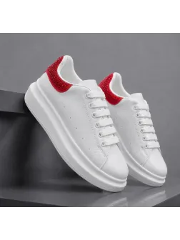 Adidasi dama casual albi cu rosu 111