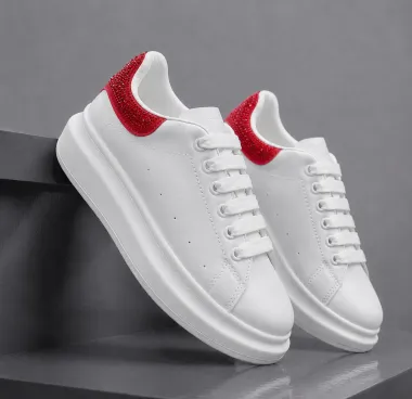 Adidasi dama casual albi cu rosu 111