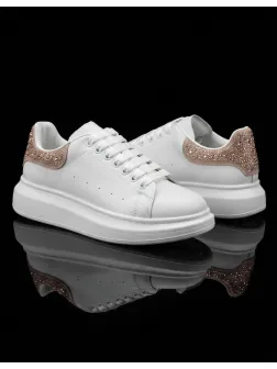 Adidasi dama casual albi cu roz 111
