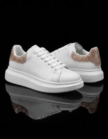 Adidasi dama casual albi cu roz 111