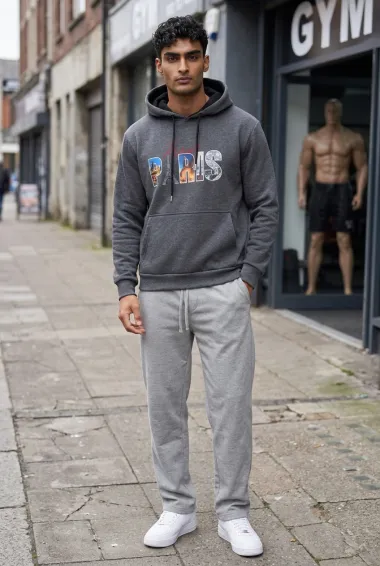Hanorac barbati slim fit gri inchis 13511