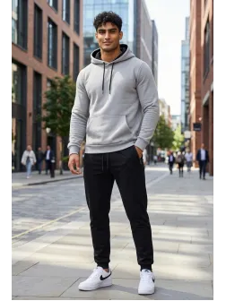 Hanorac barbati slim fit gri inchis 13514