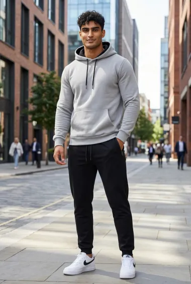 Hanorac barbati slim fit gri inchis 13514