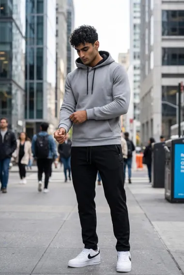 Hanorac barbati slim fit gri inchis 13514