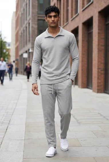 Trening barbati slim fit gri Pantaloni + Hanorac 7500