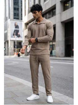 Trening barbati slim fit maro Pantaloni + Hanorac 7500
