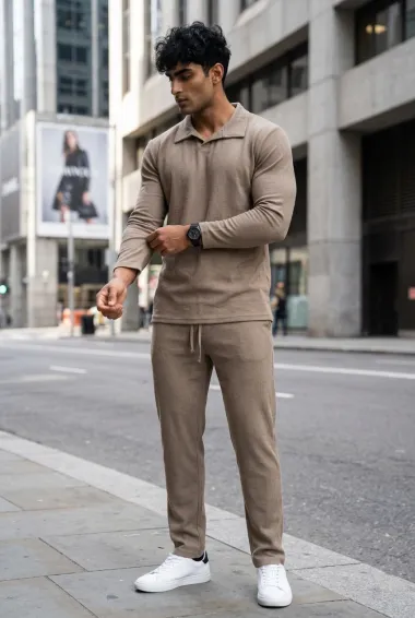 Trening barbati slim fit maro Pantaloni + Hanorac 7500