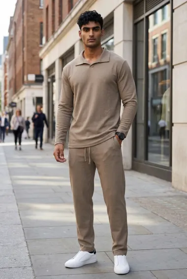 Trening barbati slim fit maro Pantaloni + Hanorac 7500