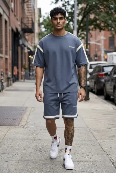 Compleu de vara, triocu + pantaloni, gri 7501