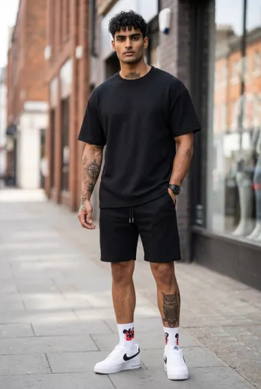 Compleu de vara, triocu + pantaloni, negru 7502