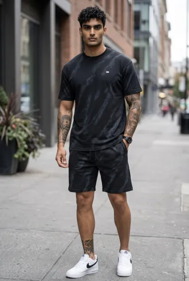 Compleu de vara, triocu + pantaloni, negru 7503