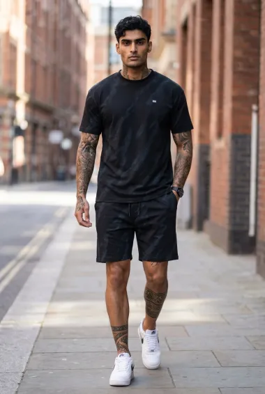 Compleu de vara, triocu + pantaloni, negru 7503