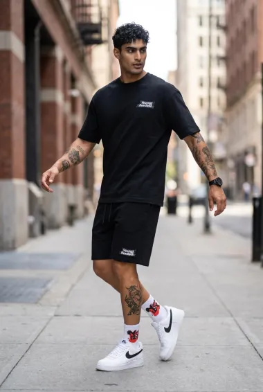Compleu de vara, triocu + pantaloni, negru 7504