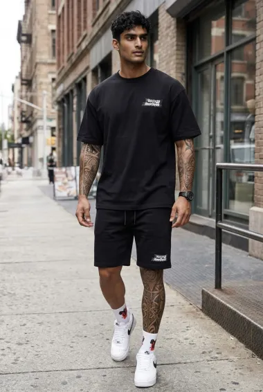 Compleu de vara, triocu + pantaloni, negru 7504