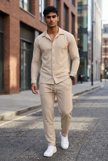 Compleu de vara, triocu + pantaloni, bej 7505