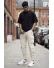 Pantaloni de trening cargo, bej, conici y093