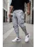 Pantaloni de trening cargo, gri, conici y093