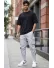 Pantaloni de trening cargo, gri, conici y093